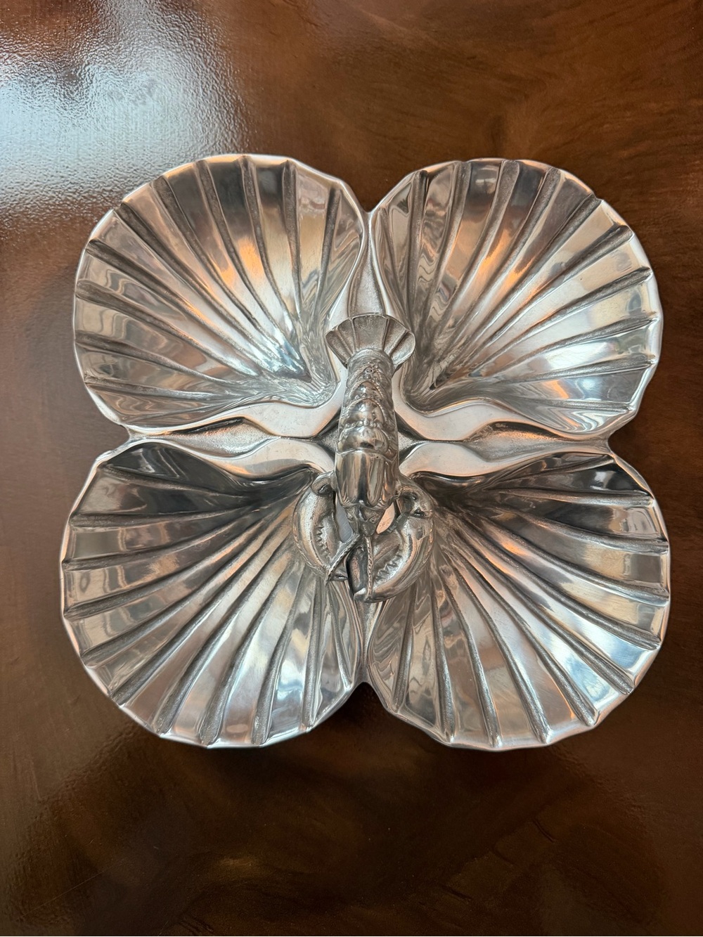 Never Used Vintage Silver Serving Platter Wilton Armetale 4-SHELL SERVER Lobster